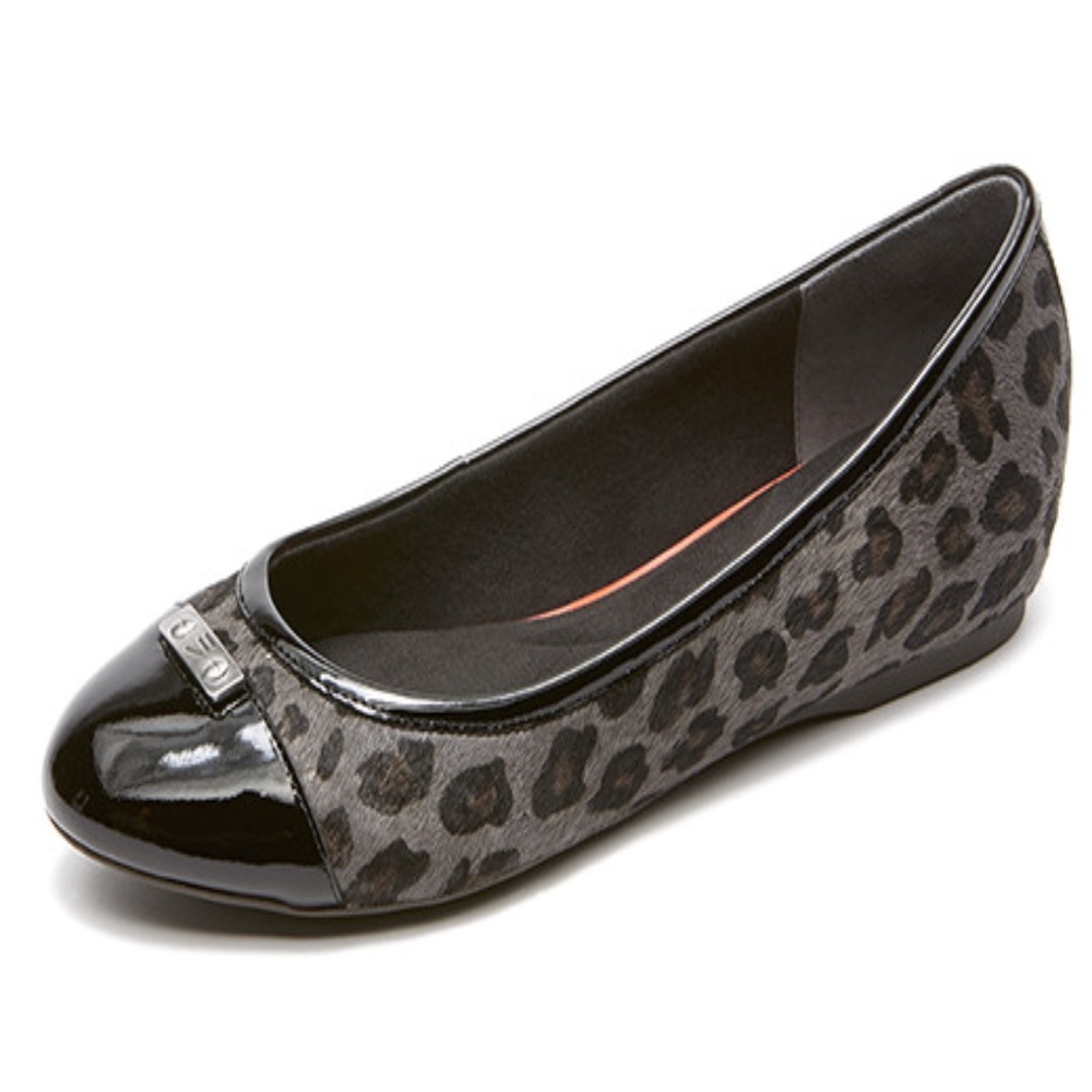 NEW: Rockport A11961 Total Motion Gray Leopard Print Ballet Flats
